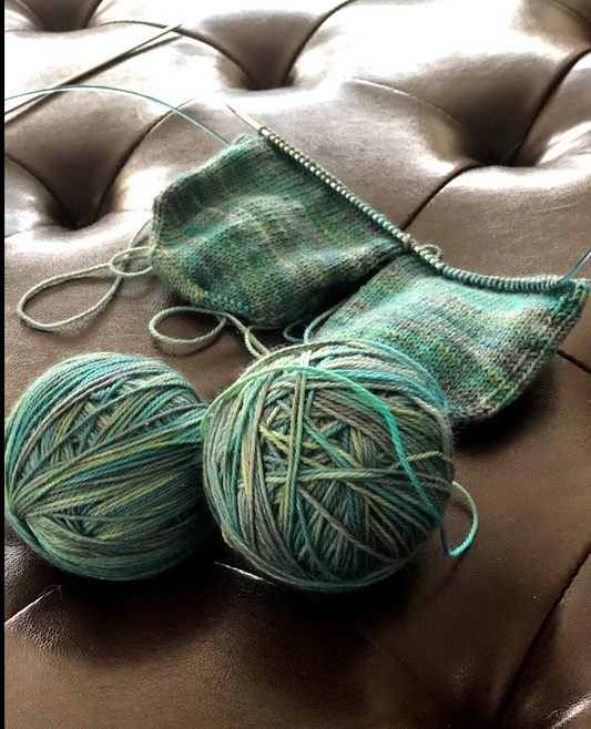 Two-at-a-time, toe-up socks